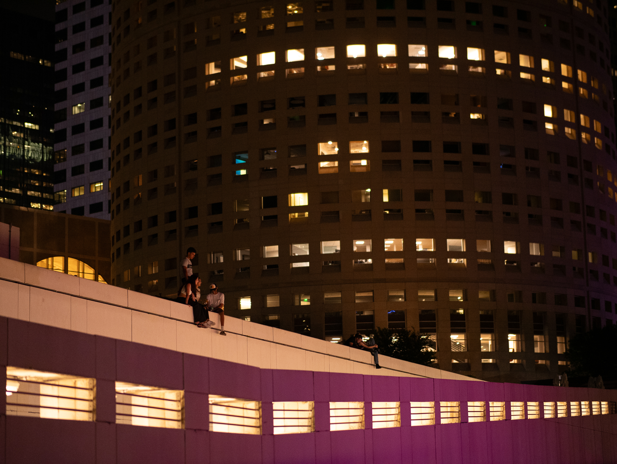 City night rooftop scene